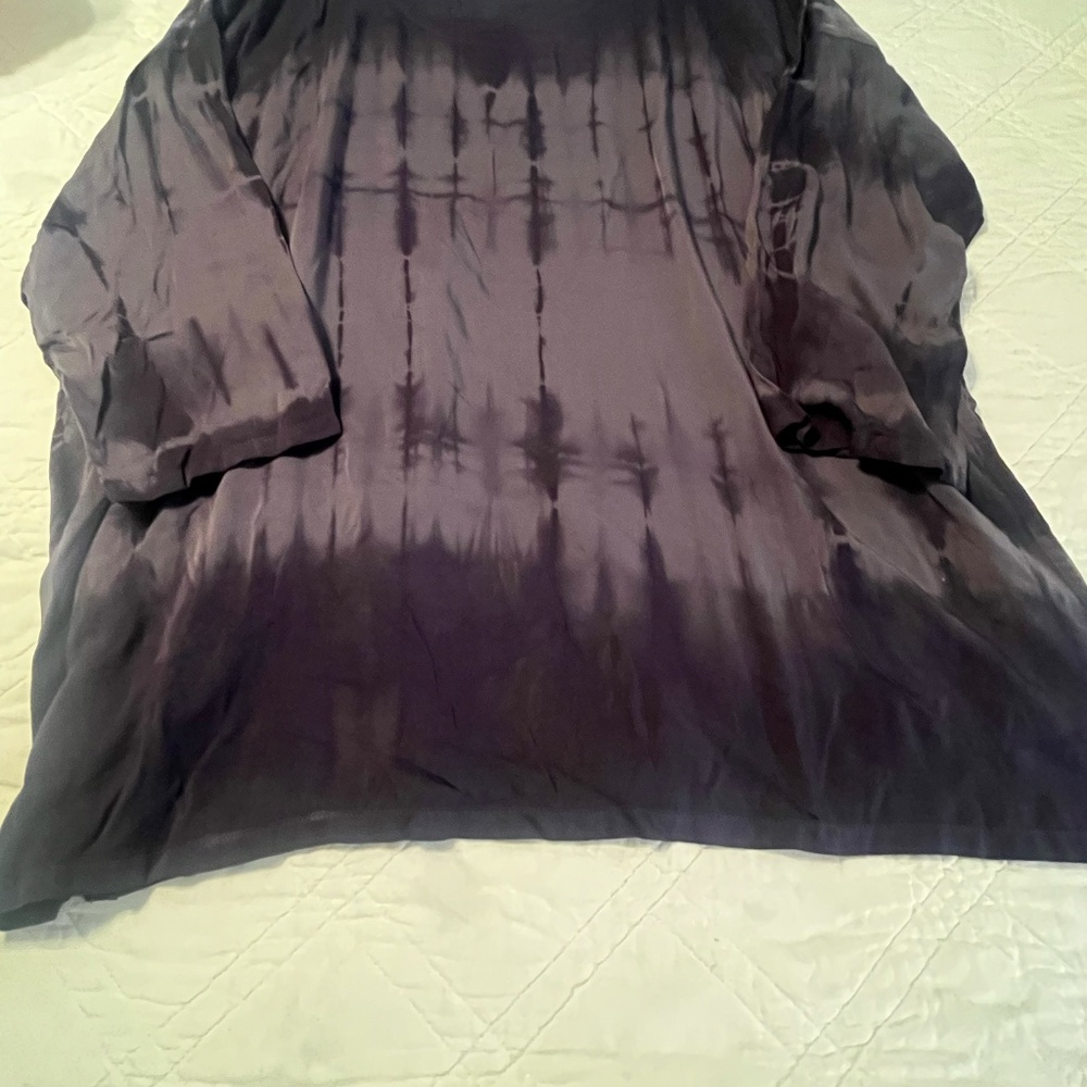 Pure Jill J Jill Top Elbow Sleeve Boatneck Tunic Blue Tie Dye Blouse L Tall NWT - Picture 9 of 12